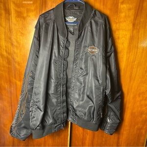 Harley-Davidson vintage Nylon Men Size 3X Medium Weight Jacket W/ Flames